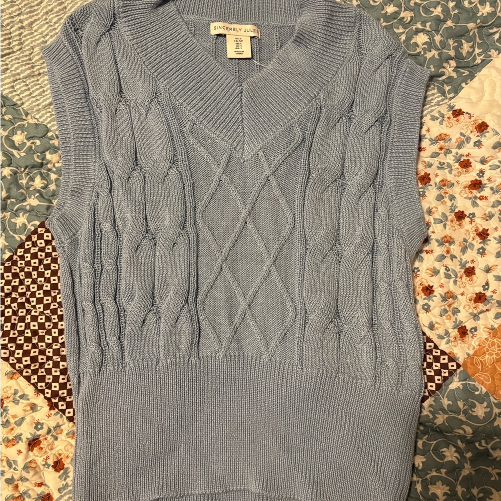 Sincerely Jules Light Blue V-Neck Sweater Vest